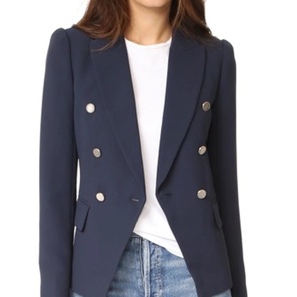 Club Monaco Jowdie Button-Front double breasted Crepe Blazer navy sz 2 NWOT